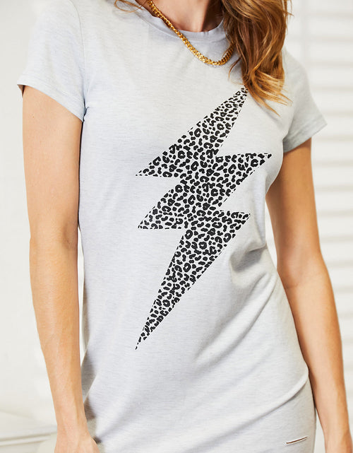 Load image into Gallery viewer, Double Take Leopard Lightning Graphic Tee Dress
