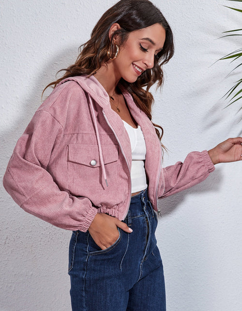 Load image into Gallery viewer, Drawstring Hooded Zip Up Jacket with Pockets
