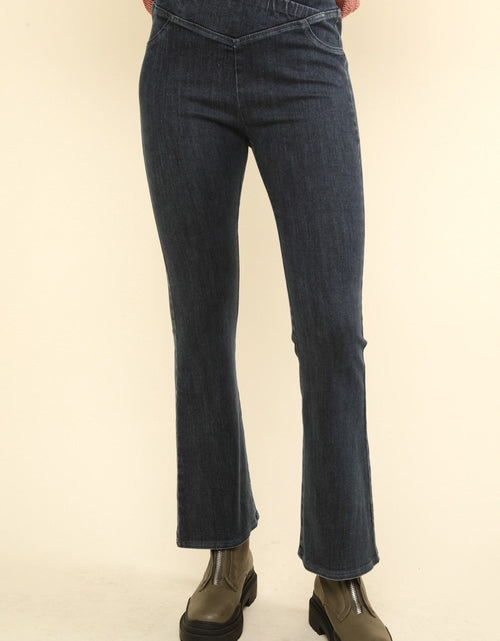 Load image into Gallery viewer, VERY J Washed Denim Stretchy Crossover Waist Leggings

