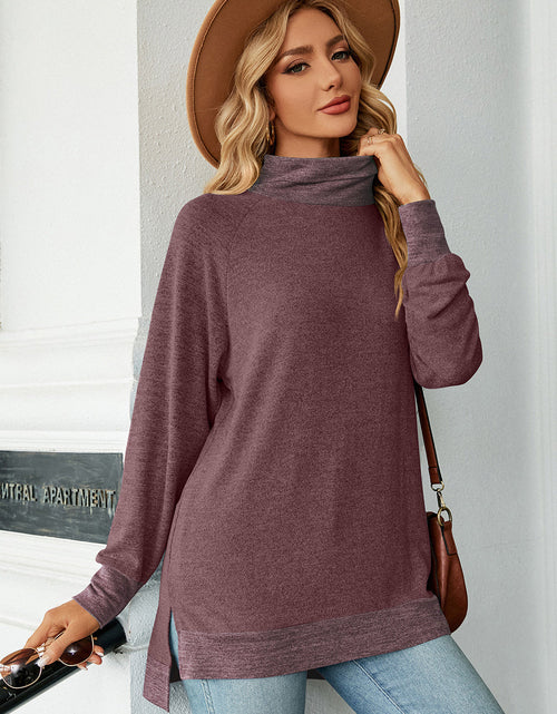 Load image into Gallery viewer, Slit Mock Neck Long Sleeve T-Shirt
