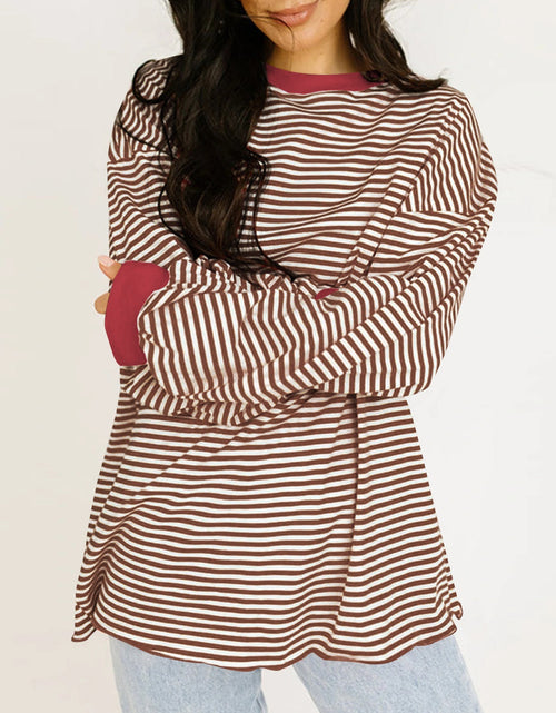 Load image into Gallery viewer, Contrast Striped Long Sleeve Sweatshirt
