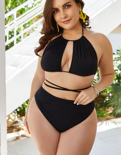 Load image into Gallery viewer, Plus Size Cutout Tied Backless Bikini Set
