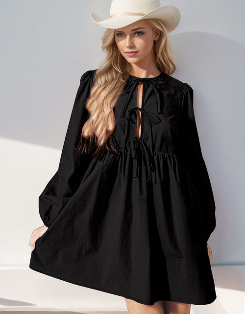 Load image into Gallery viewer, Double Take Christmas Front Tied Long Sleeve Mini Dress

