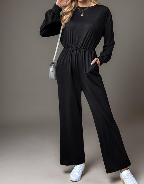Load image into Gallery viewer, Tied Round Neck Wide Leg Jumpsuit
