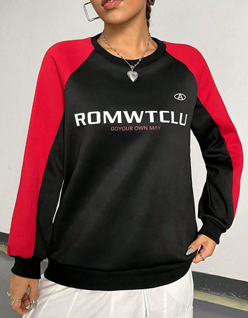 Load image into Gallery viewer, Letter Graphic Round Neck Long Sleeve Sweatshirt
