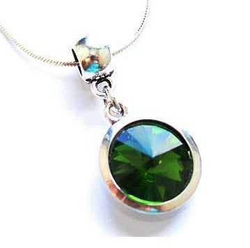 Load image into Gallery viewer, Silver Plated 'May Birthstone' Emerald Colored Crystal Pendant Necklace by Liberty Charms USA
