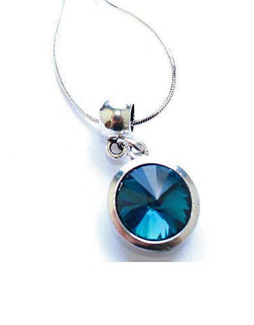 Load image into Gallery viewer, Silver Plated 'December Birthstone' Turquoise Colored Crystal Pendant Necklace by Liberty Charms USA

