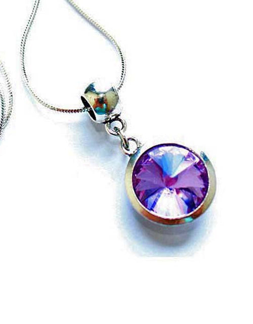 Load image into Gallery viewer, Silver Plated 'June Birthstone' Amethyst Colored Crystal Pendant Necklace by Liberty Charms USA
