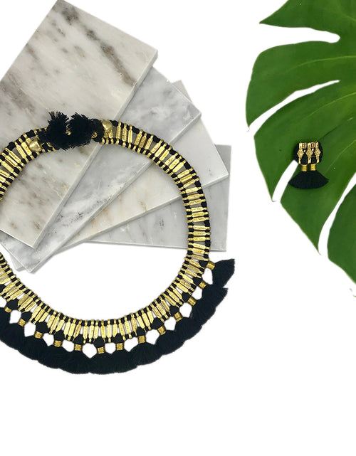Load image into Gallery viewer, Temple Tassel Collar Necklace by SLATE + SALT
