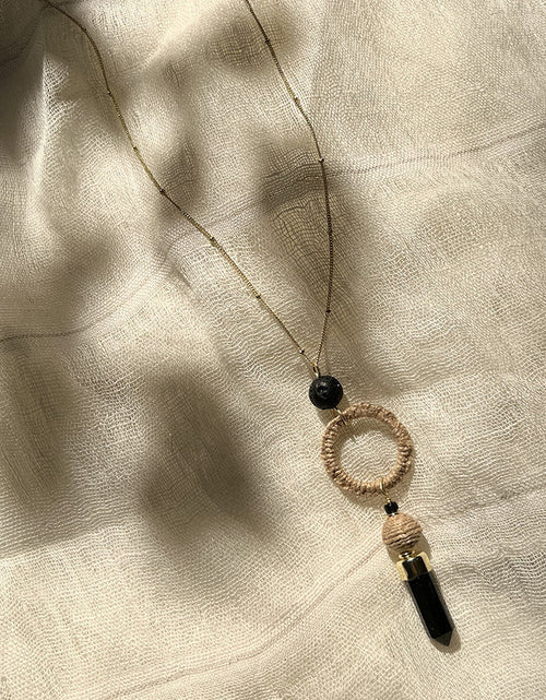 Load image into Gallery viewer, Black Agate Jute Necklace by SLATE + SALT
