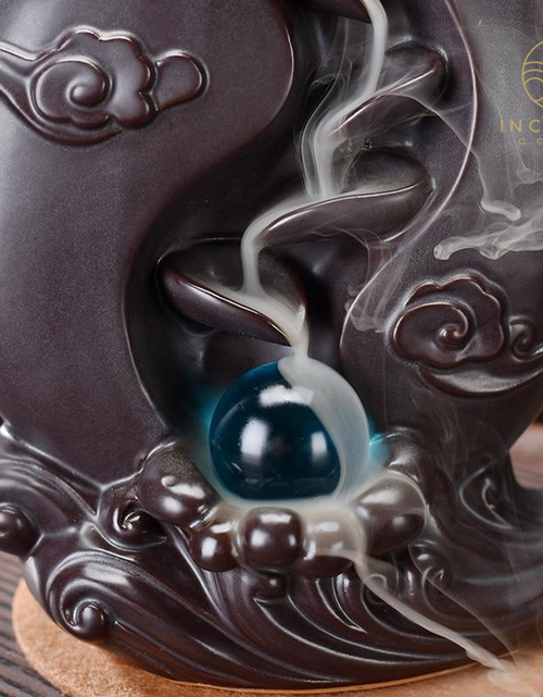 Load image into Gallery viewer, Black Ceramic Dragon Backflow Incense Burner by incenseocean
