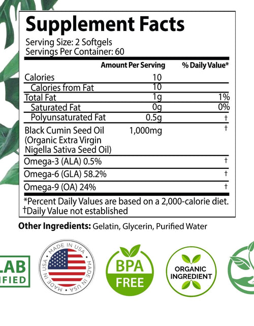 Load image into Gallery viewer, Black Seed Oil Capsules 1,000mg (Softgel) by Mother Nature Organics
