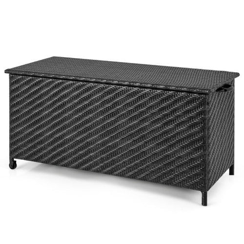 Load image into Gallery viewer, 85 Gallon Outdoor Storage Box with Removable Liner and Universal Wheels-Black
