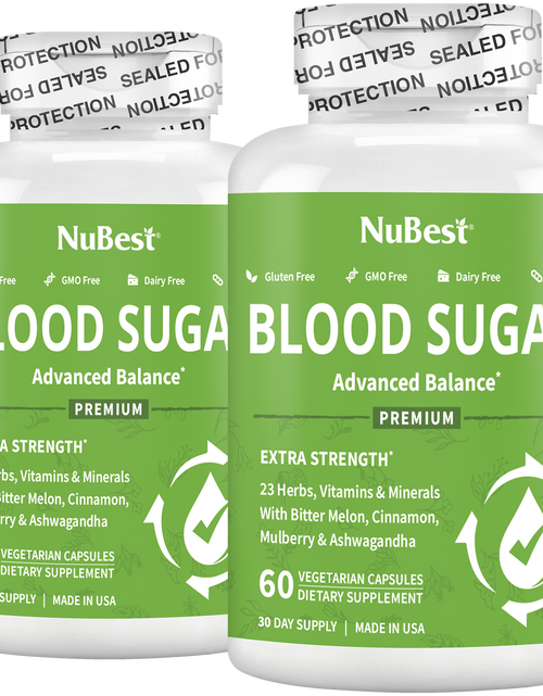 Load image into Gallery viewer, Blood Sugar Supplement, Advanced Formula For Energy Balance, Immunity &amp; Overall Health, 60 Vegan Capsules by NuBest Nutrition®
