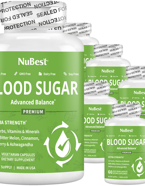Load image into Gallery viewer, Blood Sugar Supplement, Advanced Formula For Energy Balance, Immunity &amp; Overall Health, 60 Vegan Capsules by NuBest Nutrition®
