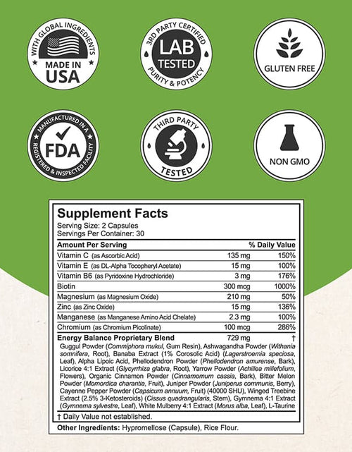 Load image into Gallery viewer, Blood Sugar Supplement, Advanced Formula For Energy Balance, Immunity &amp; Overall Health, 60 Vegan Capsules by NuBest Nutrition®
