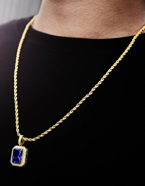 Load image into Gallery viewer, Blue Sapphire Gemstone Pendant 14K Gold Plated by Bling Proud | Urban Jewelry Online Store
