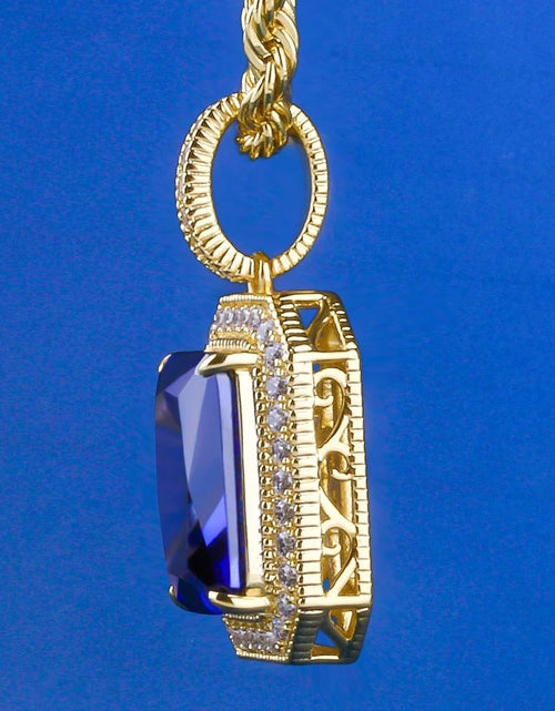 Load image into Gallery viewer, Blue Sapphire Gemstone Pendant 14K Gold Plated by Bling Proud | Urban Jewelry Online Store
