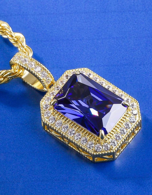 Load image into Gallery viewer, Blue Sapphire Gemstone Pendant 14K Gold Plated by Bling Proud | Urban Jewelry Online Store
