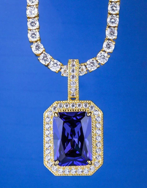 Load image into Gallery viewer, Blue Sapphire Gemstone Pendant 14K Gold Plated by Bling Proud | Urban Jewelry Online Store

