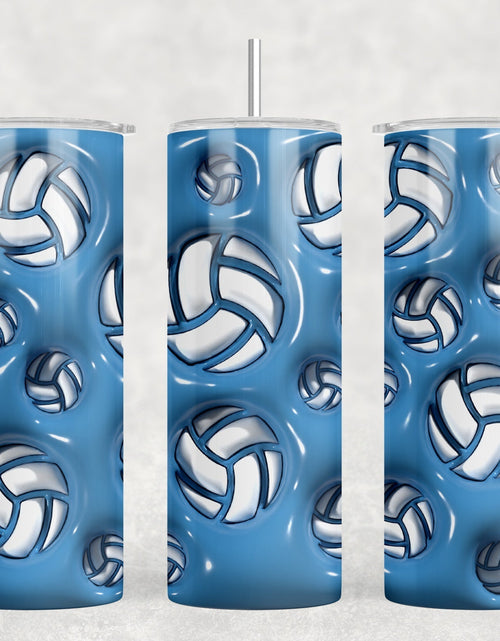 Load image into Gallery viewer, Blue Volleyball|Skinny Tumbler|Optional Bluetooth Speaker| Speaker Color Varies by Rowdy Ridge Co

