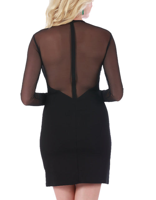 Load image into Gallery viewer, InstantFigure Short Dress With Sheer Mesh Deep V-Neck 168226 by InstantFigure INC
