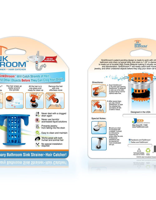 Load image into Gallery viewer, SinkShroom® (Blue) The Hair Catcher That Prevents Clogged Bathroom Sink Drains by TubShroom.com
