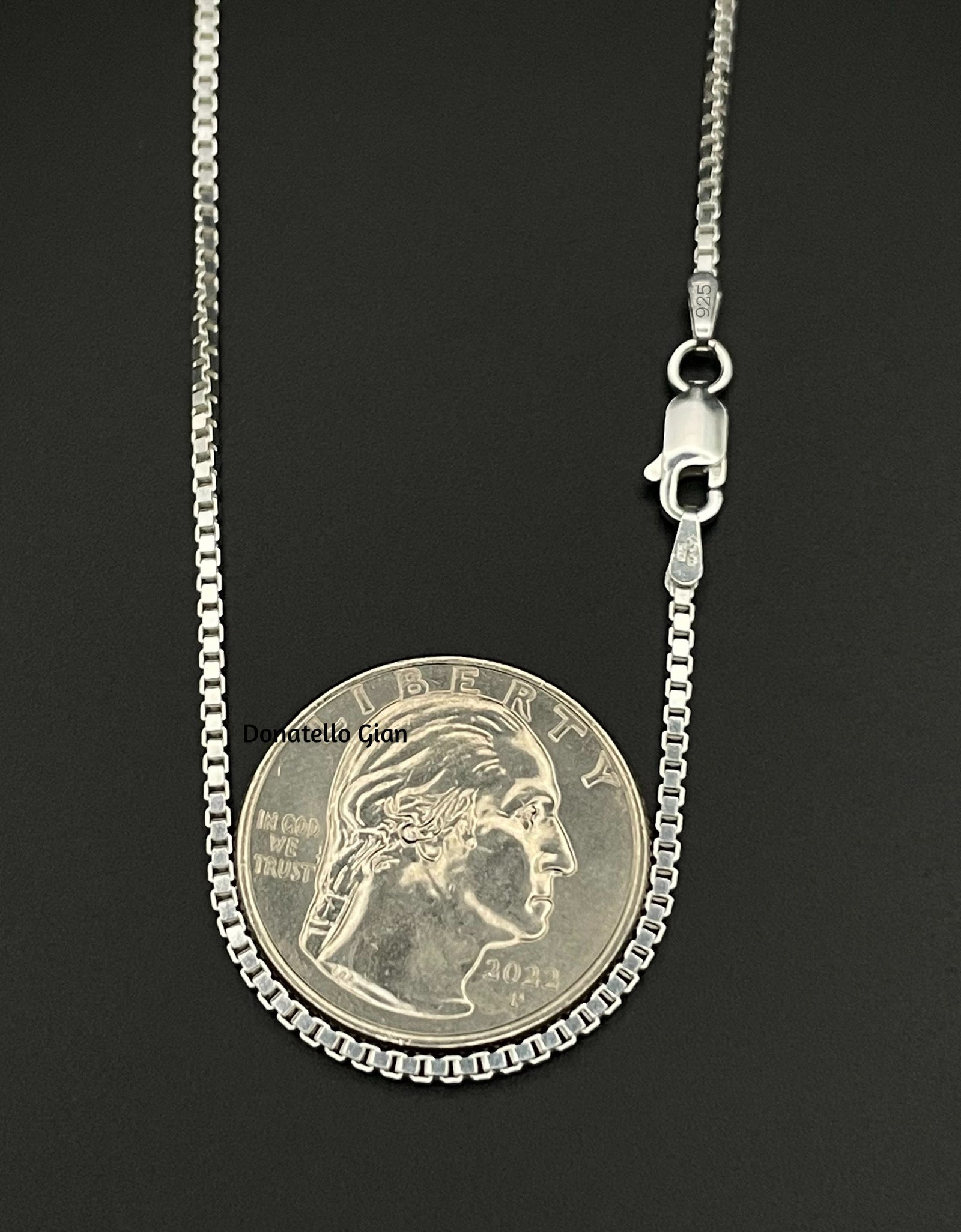 Sterling Silver 925 Box Chain 1.5MM, 16"-24", Box Chain Necklace, Italian Made Sterling Silver 925 Unisex Chain by Donatello Gian