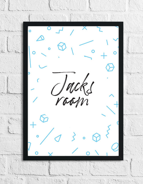 Load image into Gallery viewer, Personalised Blue Geometric Children's Room Wall Decor Print by WinsterCreations™ Official Store
