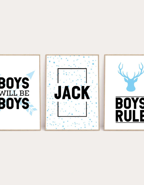 Load image into Gallery viewer, Personalised Name Boys Will Be Boys Children's Bedroom Wall Decor Set Of 3 Prints by WinsterCreations™ Official Store
