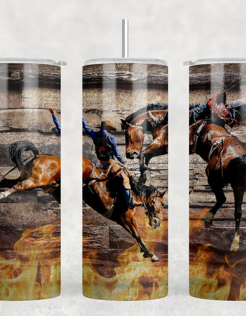 Load image into Gallery viewer, Broncs|Skinny Tumbler|Optional Bluetooth Speaker| Speaker Color Varies by Rowdy Ridge Co
