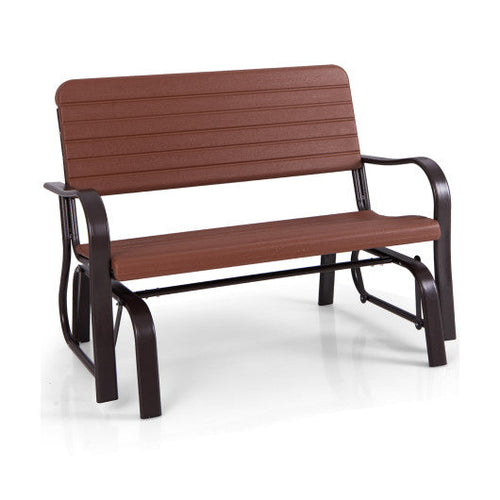 Load image into Gallery viewer, 2-Seat Porch Glider with HDPE Back Seat and Steel Frame-Brown
