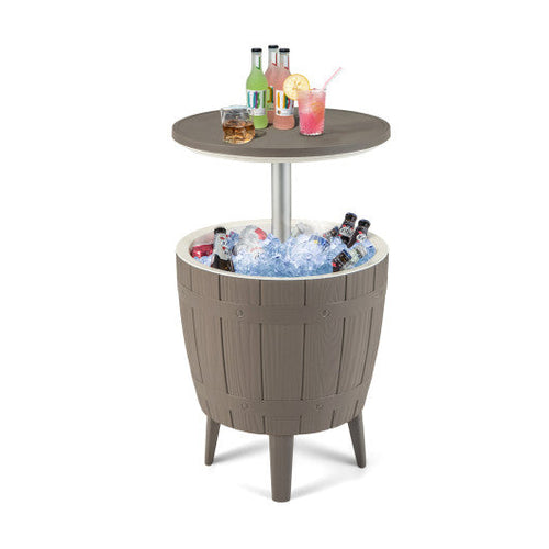 Load image into Gallery viewer, 10 Gallon Cooler Bar Table Outdoor Coffee Table Ice Bucket with Telescopic Tabletop for Beer and Wine-Brown
