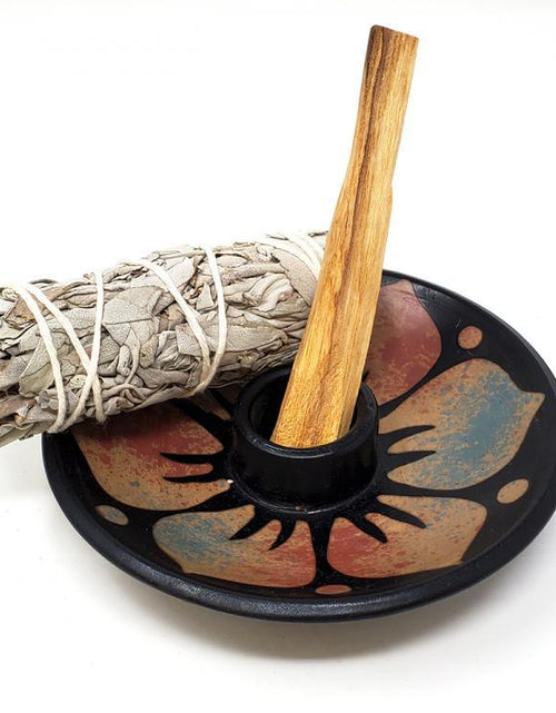 Load image into Gallery viewer, Ceramic Incense round Burner for Smudge stick, Incense, Palo by OMSutra

