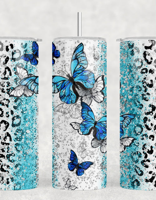 Load image into Gallery viewer, Butterflies - 20 oz Steel Skinny Tumbler - Optional Blue Tooth Speaker - Speaker Color will Vary by Rowdy Ridge Co
