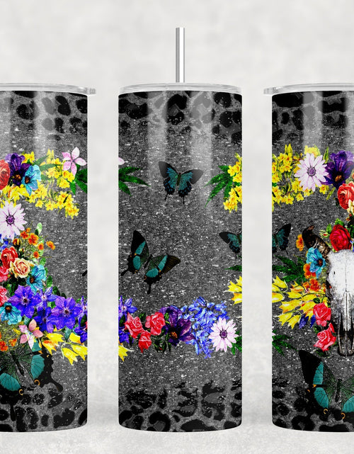Load image into Gallery viewer, Butterflies|Skinny Tumbler|Optional Bluetooth Speaker| Speaker Color Varies by Rowdy Ridge Co
