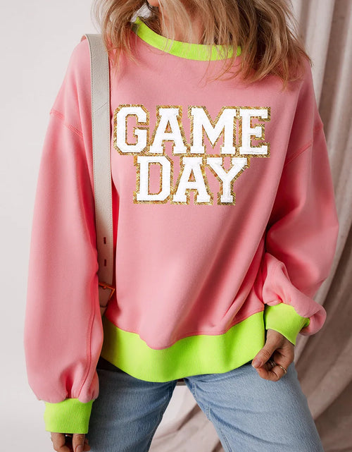 Load image into Gallery viewer, Letter Graphic Round Neck Long Sleeve Sweatshirt
