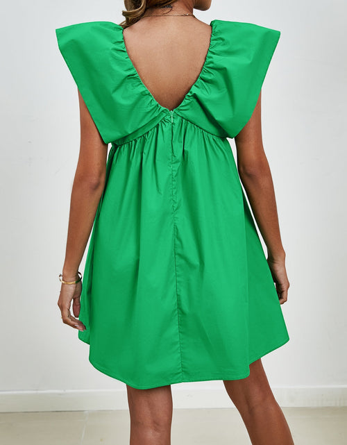 Load image into Gallery viewer, V-Neck Cap Sleeve Mini Dress
