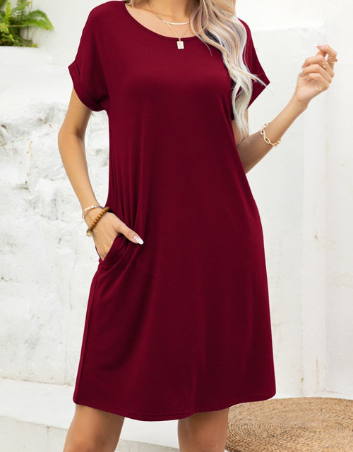 Load image into Gallery viewer, Scoop Neck Short Sleeve Pocket Dress
