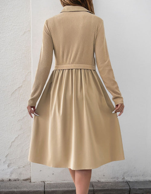 Load image into Gallery viewer, Perfee Fake Two Piece Collared Neck Long Sleeve Midi Dress

