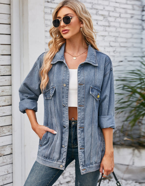 Load image into Gallery viewer, Button Up Long Sleeve Denim Jacket
