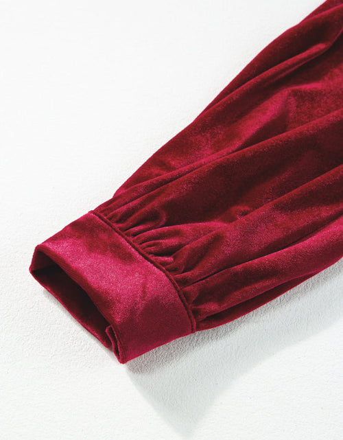 Load image into Gallery viewer, Ruffle Hem Slit V-Neck Long Sleeve Dress
