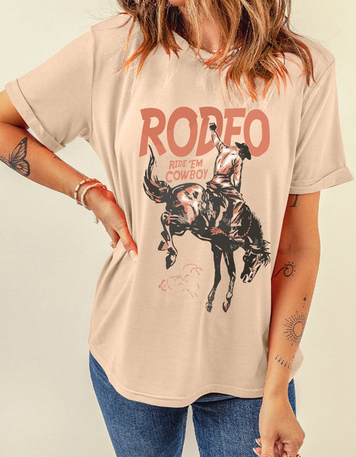 Load image into Gallery viewer, Cowboy Graphic Round Neck Short Sleeve T-Shirt
