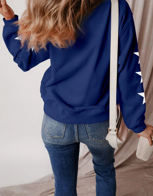 Load image into Gallery viewer, GAME DAY Star Round Neck Long Sleeve Sweatshirt
