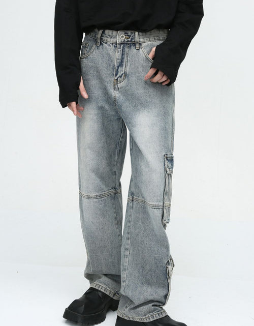 Load image into Gallery viewer, Wide Leg Jeans with Cargo Pockets
