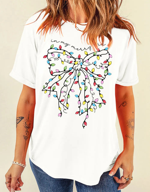 Load image into Gallery viewer, Full Size Bow Round Neck Short Sleeve T-Shirt
