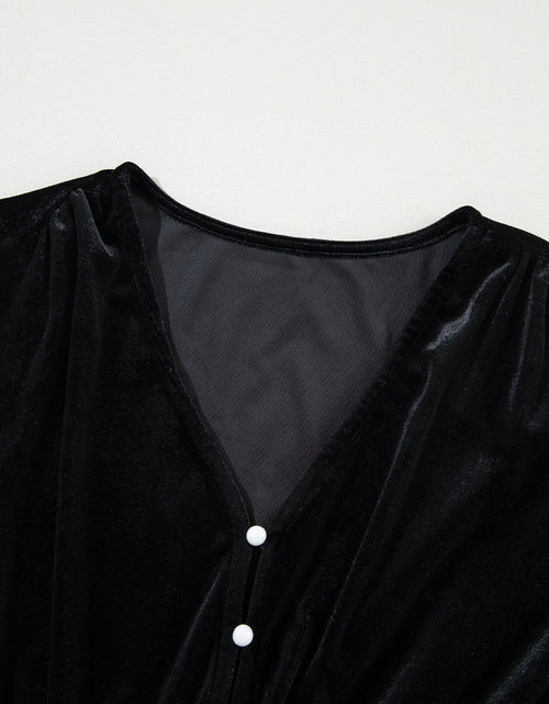 Load image into Gallery viewer, Ruffle Hem Slit V-Neck Long Sleeve Dress
