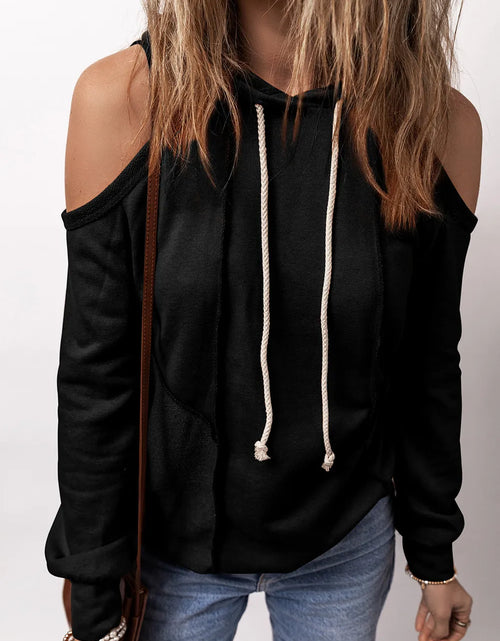 Load image into Gallery viewer, Cold Shoulder Long Sleeve Hoodie
