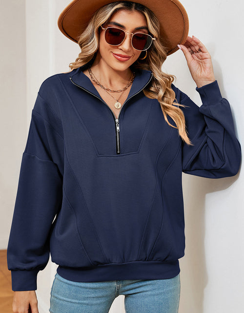 Load image into Gallery viewer, Half Zip Dropped Shoulder Sweatshirt
