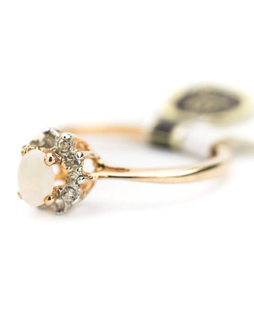 Load image into Gallery viewer, Vintage Genuine Opal or Austrian Crystal Ring 18k Yellow Gold Electroplated by PVD Vintage Jewelry
